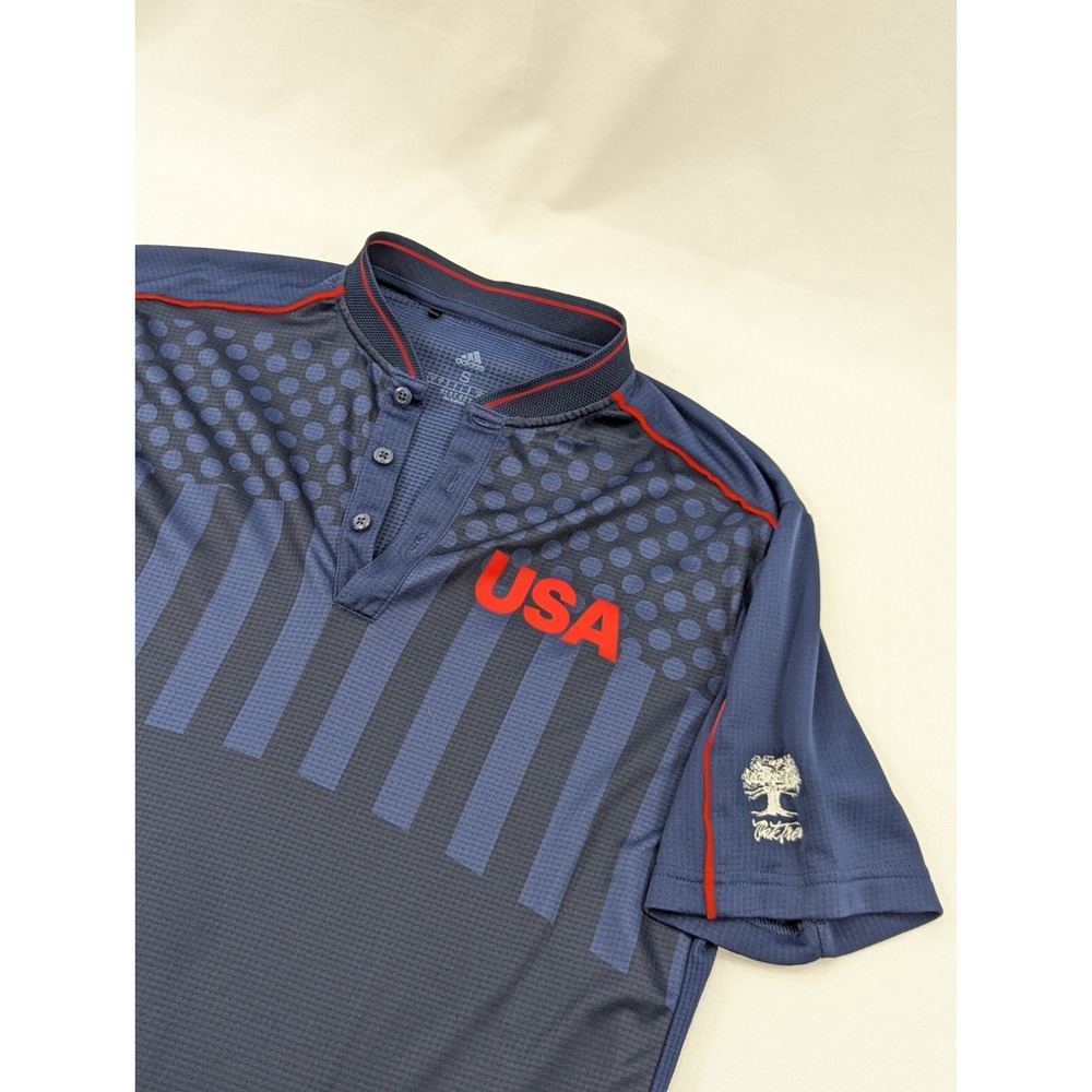 Adidas USA Olympics Golf Polo Shirt Mens Size Small Navy-Blue SS Oaktree Golf